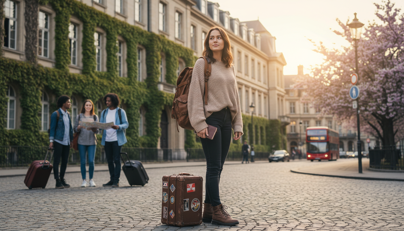 英語の語学留学に出発することを決意した女性のイメージ画像