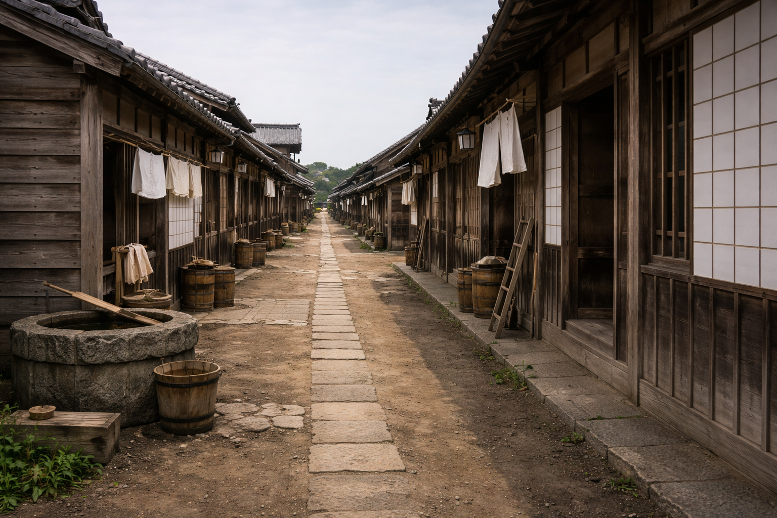 江戸時代の長屋の外観をイメージした画像