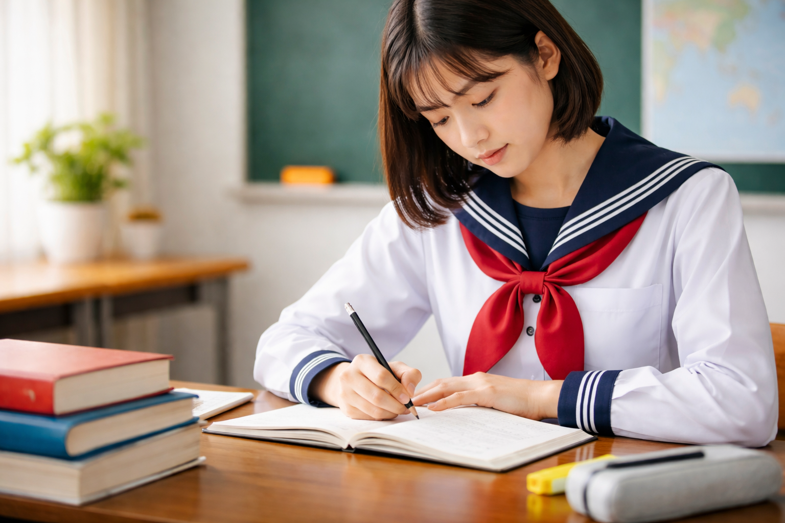 英語学習をしている女子高校生のイメージ画像