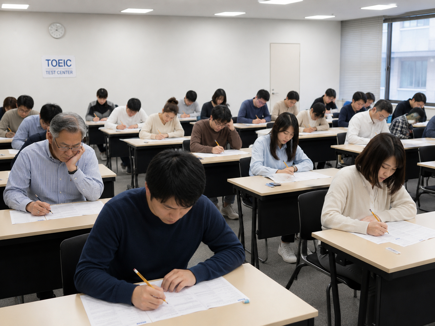 いろんな世代の人がTOEICを受けているイメージ画像