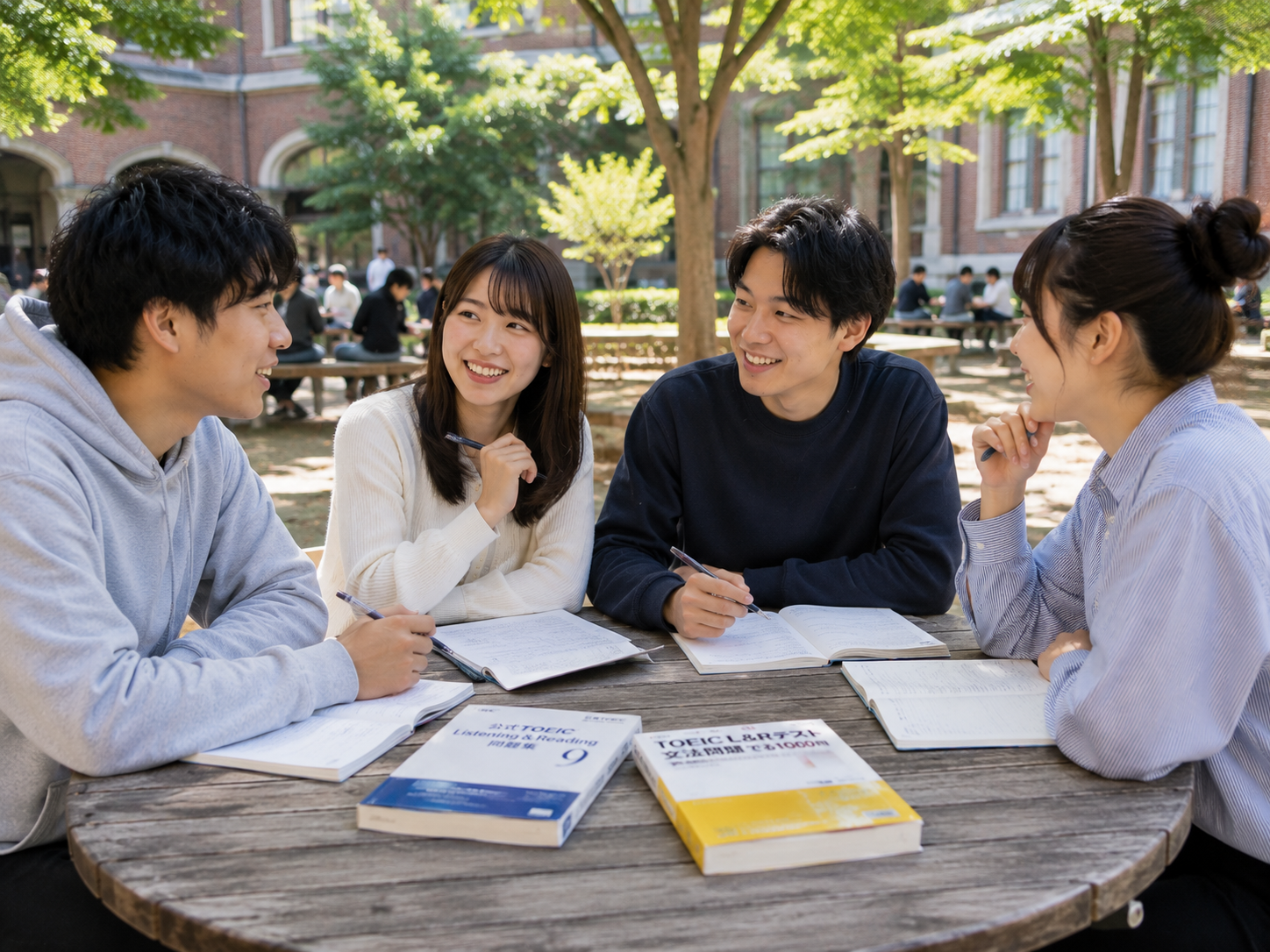 大学生たちがTOEICの勉強をしているイメージ画像