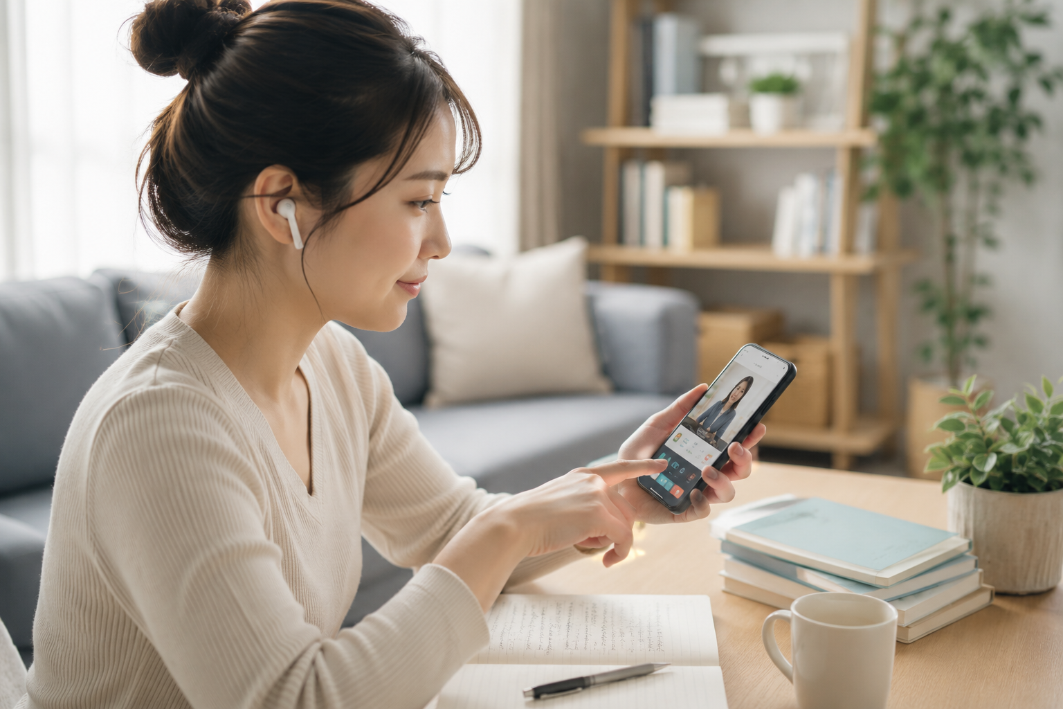 スマートフォンで英語学習をするイメージ画像